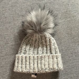 Kyi Kyi Chunky Wool Blend Beanie with Faux Fur Pom